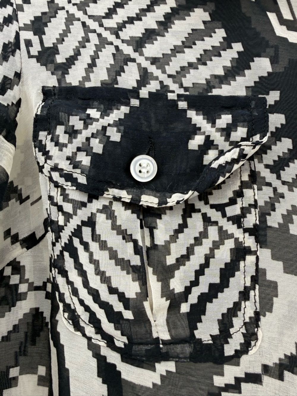 An original Milly of New York geometric print silk blend blouse size 4 - Picture 8 of 14